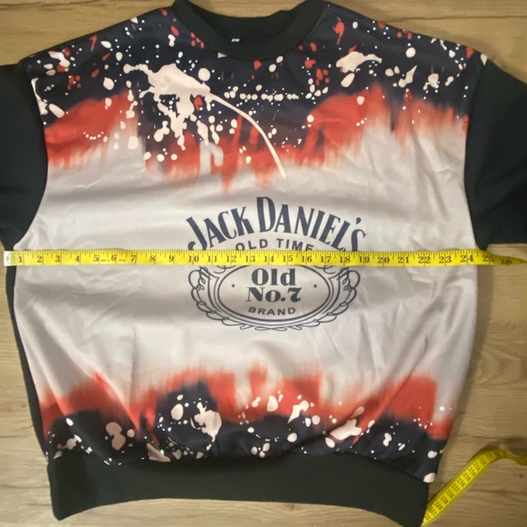 Jack Daniel’s Black & Cream Acid Wash Size Medium M Oversized Sweatshirt Sweater - Picture 6 of 7